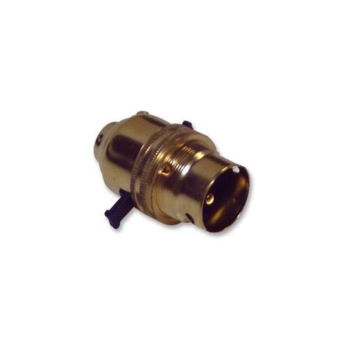 BRASS 1/2" LAMPHOLDER-SCREWLESS , PRO ELEC , LH-BR-1/2" ASSEMBLED