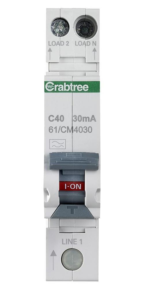 40A 30mA RCBO single module C Curve - CRABTREE