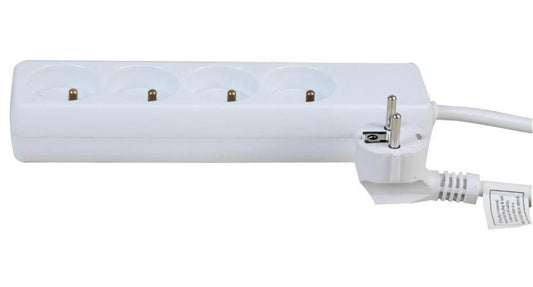 4-Gang Euro Mains Extension Lead, 5m, White - PRO ELEC