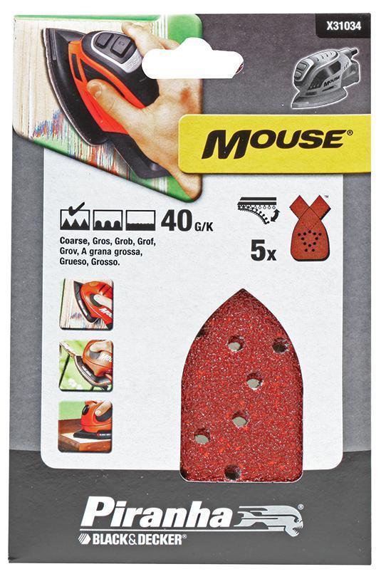 Mouse Sanding Sheets, 40 Grit - 5 Pack - PIRANHA