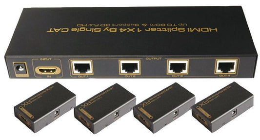 1080p HDMI Over Cat5 1:4 Splitter &amp; Receivers - PRO SIGNAL