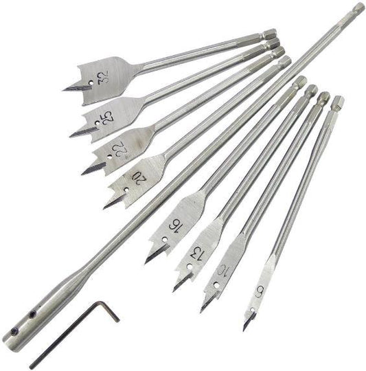 Flat Wood Drill Bit Set - 10 Piece - TOOLPAK