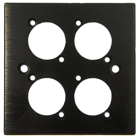 4-Way XLR-Format Faceplate, Black Aluminium - CLIFF ELECTRONIC COMPONENTS