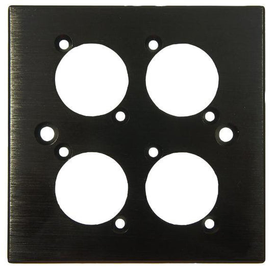 4-Way XLR-Format Faceplate, Black Aluminium - CLIFF ELECTRONIC COMPONENTS