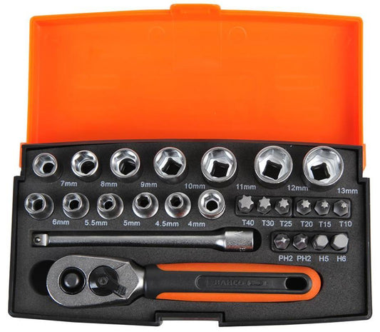1/4" Socket and Bit Set, 25 Piece - BAHCO