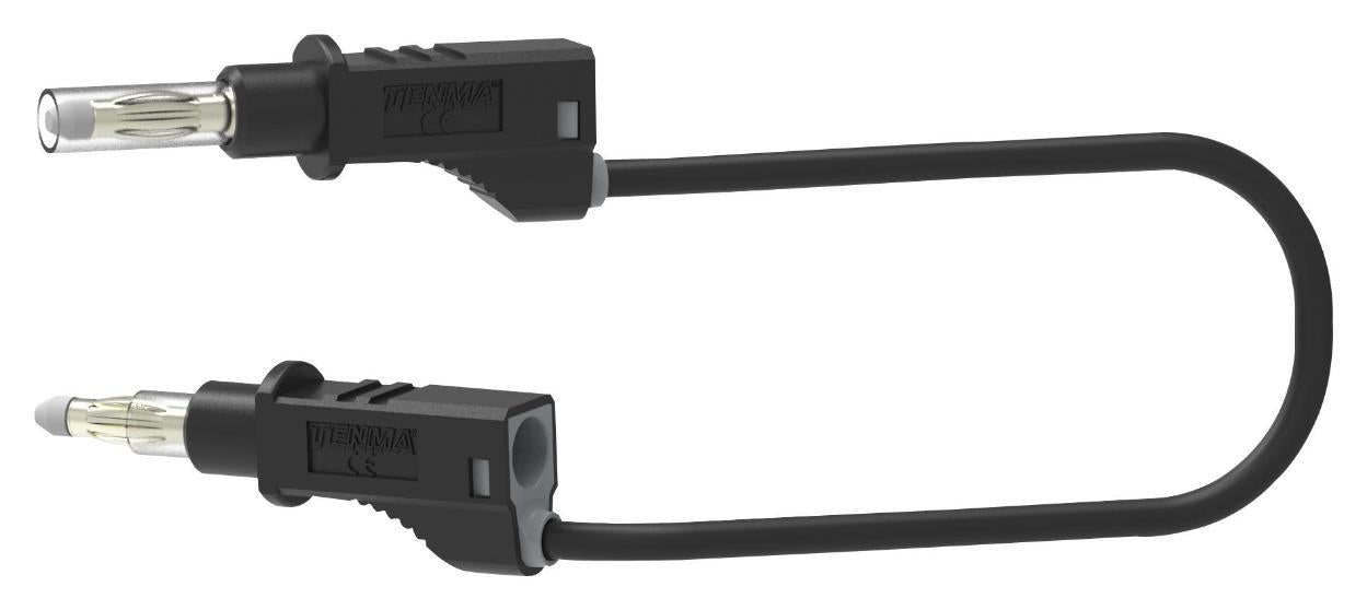 4mm Stacking Retractable Sleeve Banana Plug to Plug Patchcord, Black - TENMA