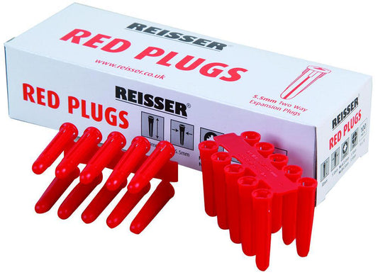 5.5 x 30mm Red Wall Plugs - 100 Pack - REISSER