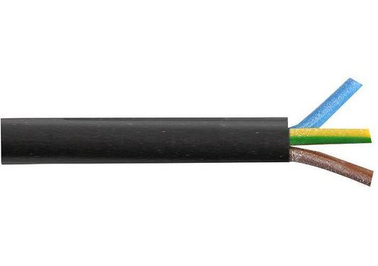 0.50mm2 2183Y 3-Core Mains Cable, 3A, Black - PRO ELEC