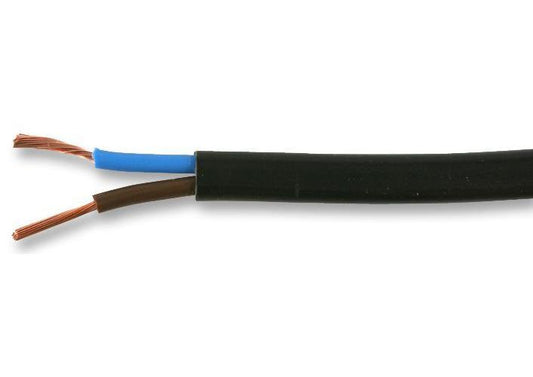0.50mm2 2192Y 2-Core Mains Cable, 3A, Black - PRO ELEC