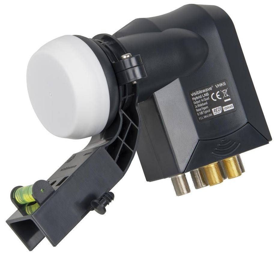 VHK6 Hybrid 6 Output Wideband LNB with Bracket and Level Indicator - VISIBLEWAVE