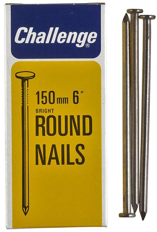 6" (150mm) Bright Round Nails, 500g Pack - CHALLENGE