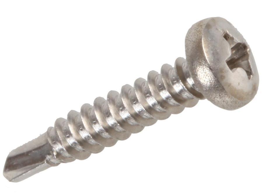 4.2 x 25mm Stainless Steel Pan Head Phillips Self Drilling Screws, 50 Pack - UNBRANDED