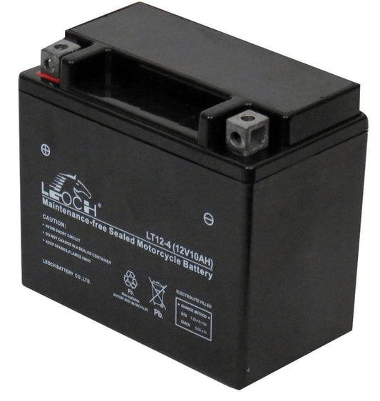 12V 10Ah High Performance Motorcycle Battery - Low Maintenance &amp; Dry Charged - LEOCH
