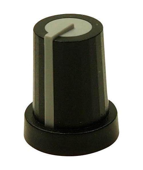 14mm Instrument Control Knob, 6mm Spline Shaft, Black / White - MULTICOMP