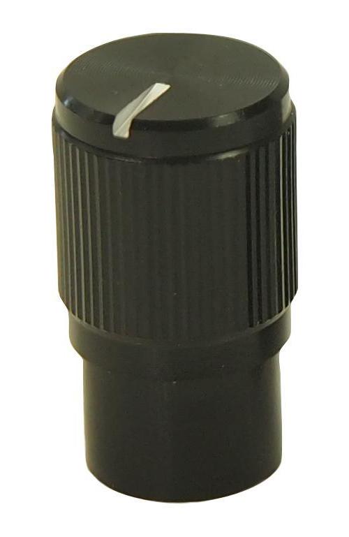 10.7mm Knurled Aluminium Knob, 6mm D Shaft, Black - MULTICOMP