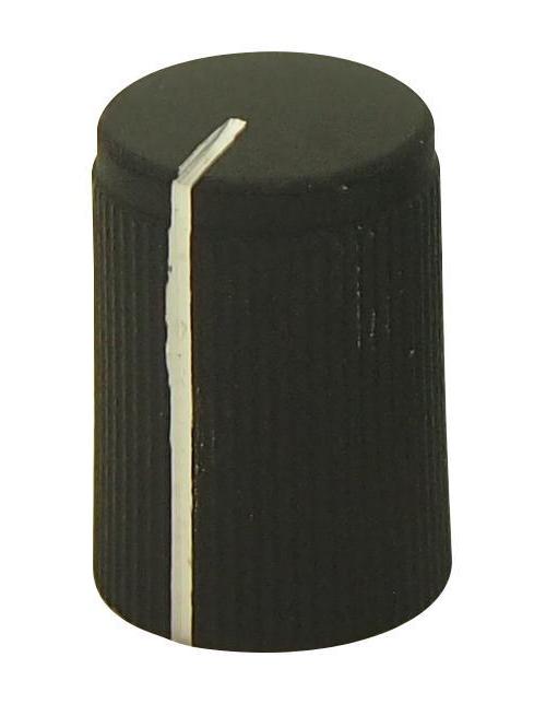 10mm Knurled Aluminium Knob, 6mm D Shaft, Black - MULTICOMP