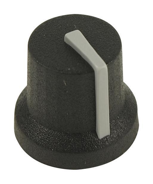16.2mm Soft Touch Rubber Instrument Knob, D Shaft, Black / Grey - MULTICOMP