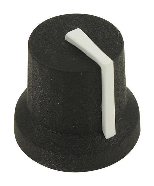16.2mm Soft Touch Rubber Instrument Knob, D Shaft, Black / White - MULTICOMP