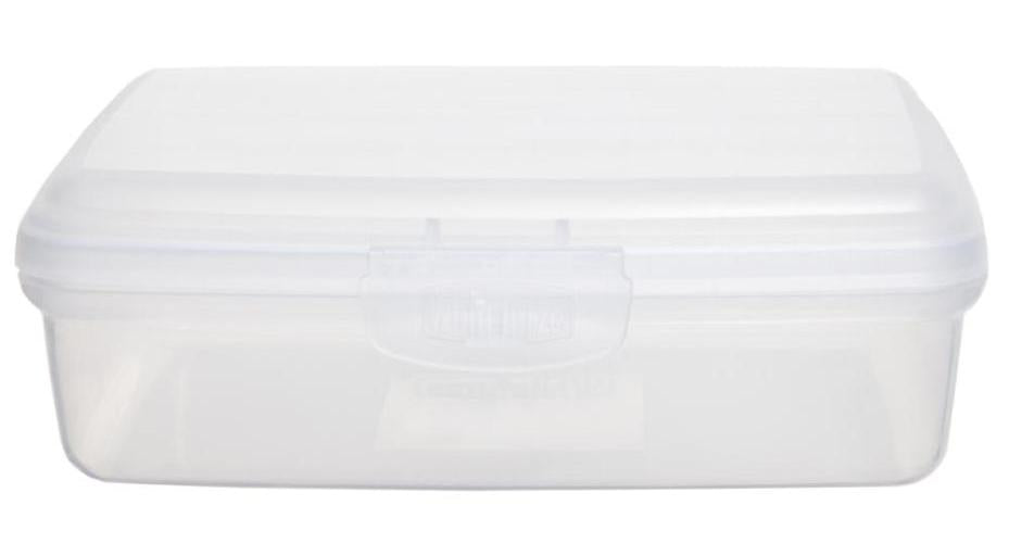 1L Clear Hinged Allstore Storage Box - 65mm x 140mm x 185mm - WHITEFURZE