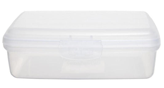 1L Clear Hinged Allstore Storage Box - 65mm x 140mm x 185mm - WHITEFURZE