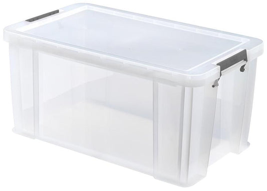 54L Clear Allstore Storage Box - 380mm x 310mm x 640mm - WHITEFURZE