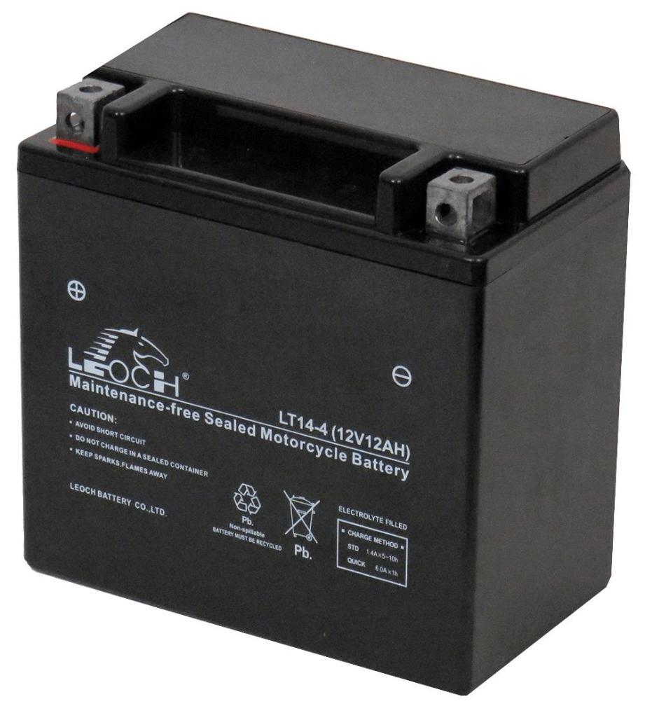12V 12Ah High Performance Motorcycle Battery - Low Maintenance &amp; Dry Charged - LEOCH