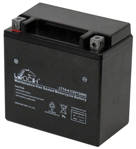 12V 12Ah High Performance Motorcycle Battery - Low Maintenance &amp; Dry Charged - LEOCH
