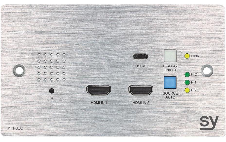 4K UHD 60Hz 3 Input Cat6/6A HDBaseT Wall Plate Transmitter, USB-C &amp; 2x HDMI - SY ELECTRONICS