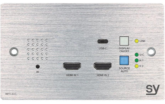 4K UHD 60Hz 3 Input Cat6/6A HDBaseT Wall Plate Transmitter, USB-C &amp; 2x HDMI - SY ELECTRONICS