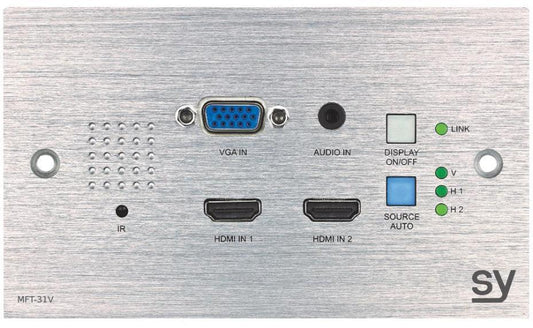 4K UHD 60Hz 3 Input Cat6/6A HDBaseT Wall Plate Transmitter, VGA &amp; 2x HDMI - SY ELECTRONICS