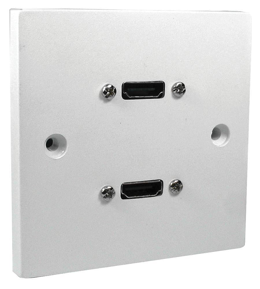 1 Gang Multimedia Wallplate with 2x 4K HDMI, 10m Cables - TT ELECTRONICS