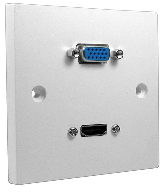 1 Gang Multimedia Wallplate with 4K HDMI &amp; VGA, 7m Cables - TT ELECTRONICS