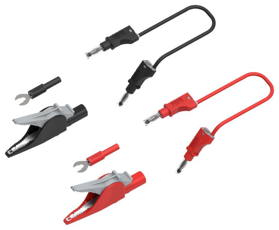 4mm Stackable Test Leads with Clips &amp; Spades, 0.15m - TENMA