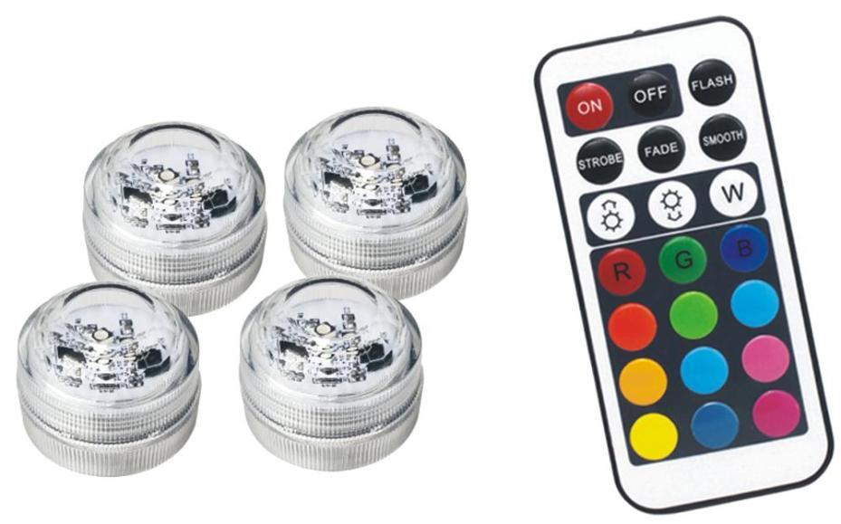 RGB Remote Control LED Light, Pack of 4 - PRO ELEC