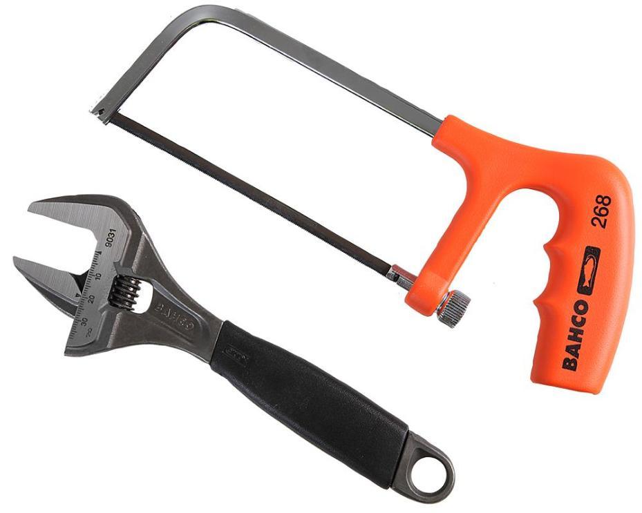 6" (150mm) Junior Hacksaw &amp; 8" (218mm) Adjustable Wrench Set - BAHCO