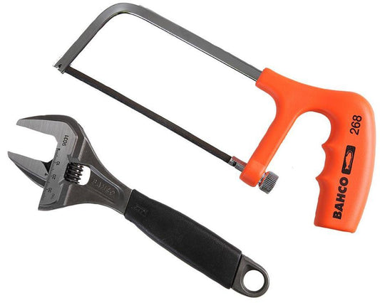 6" (150mm) Junior Hacksaw &amp; 8" (218mm) Adjustable Wrench Set - BAHCO
