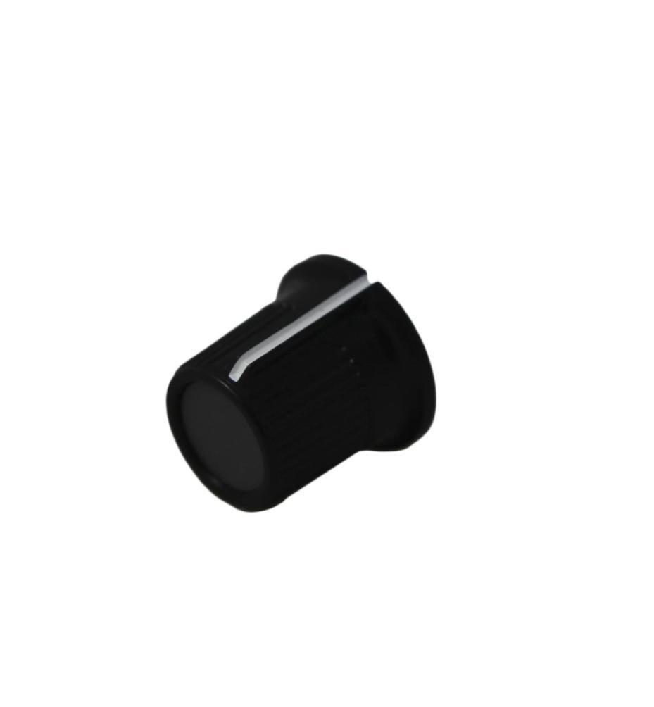 16mm Instrument Knob, Black with Red Top, 6mm Round Shaft - CP-LB16-5-6D