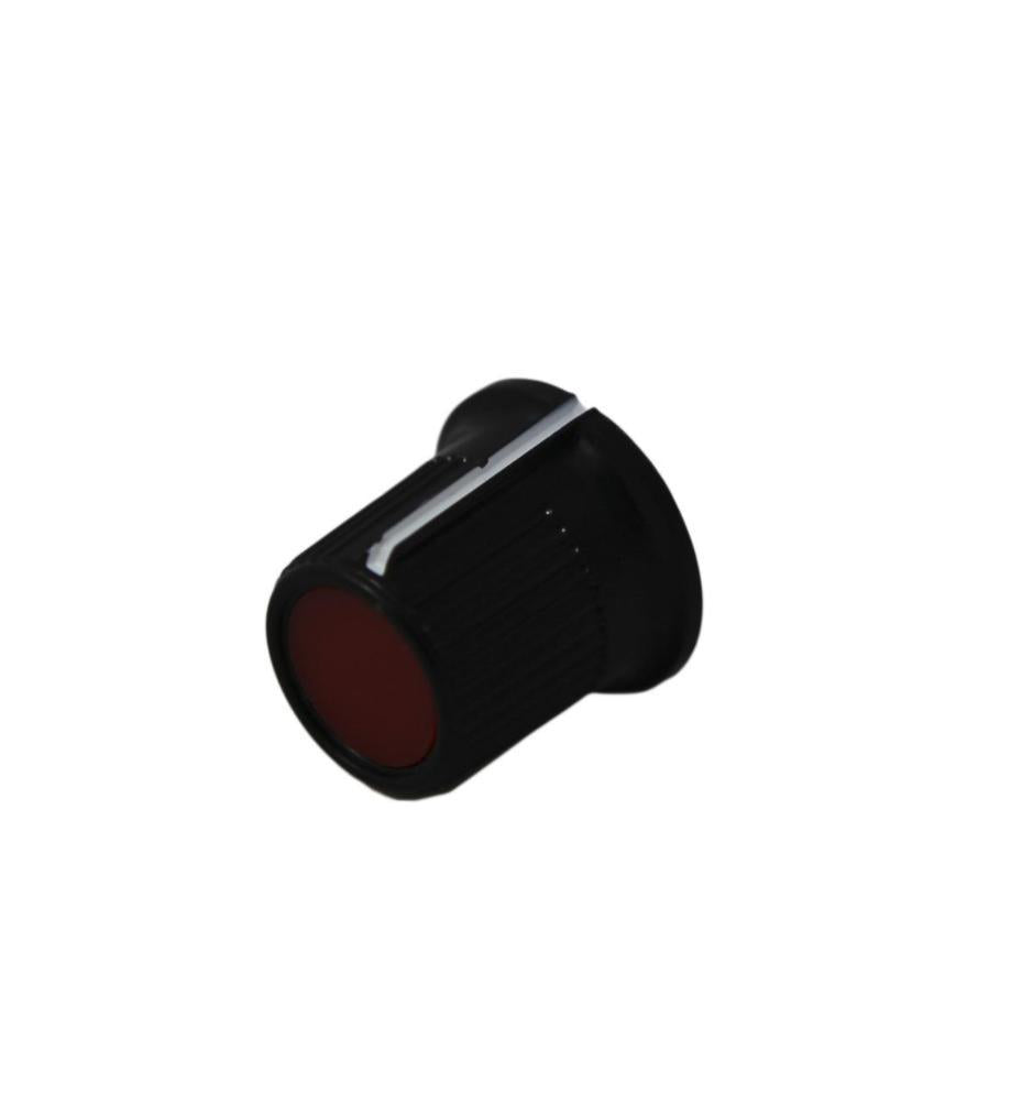 16mm Instrument Knob, Black with Grey Top, 6.4mm Round Shaft - CP-LB16-1-6D