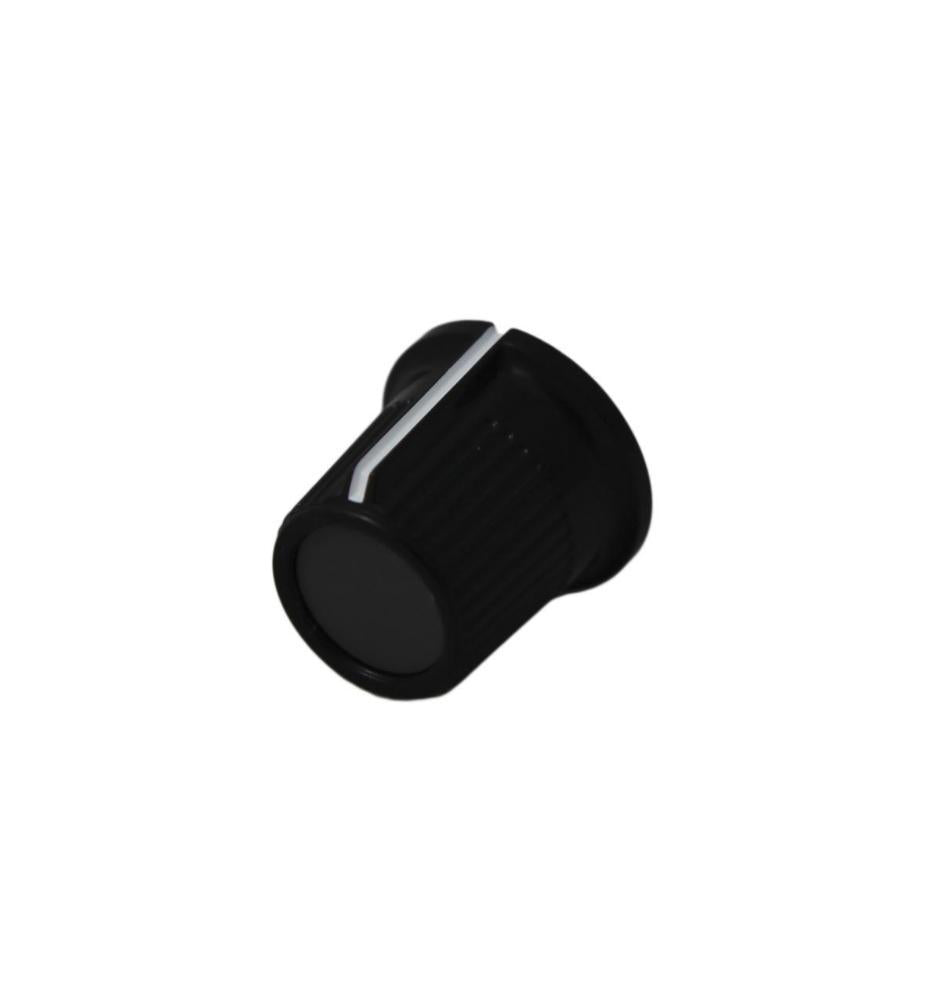 16mm Instrument Knob, Black with Grey Top, 6.4mm Round Shaft - CP-LB16-5-2D