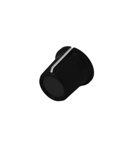 16mm Instrument Knob, Black with Grey Top, 6.4mm Round Shaft - CP-LB16-5-2D