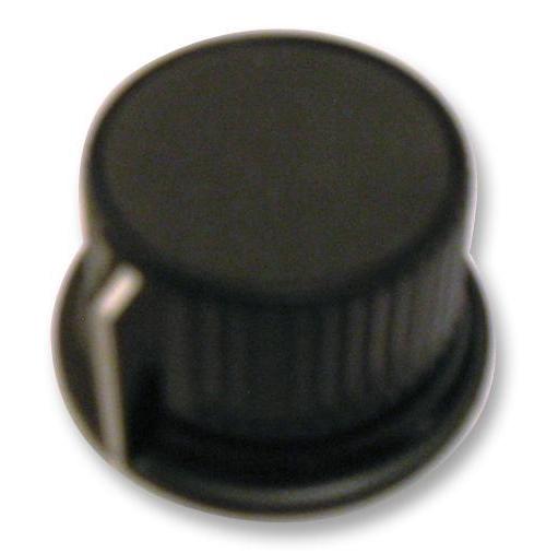12mm Instrument Knob, Black with Black Top, 3.2mm Round Shaft - CP-LB12-6-1D