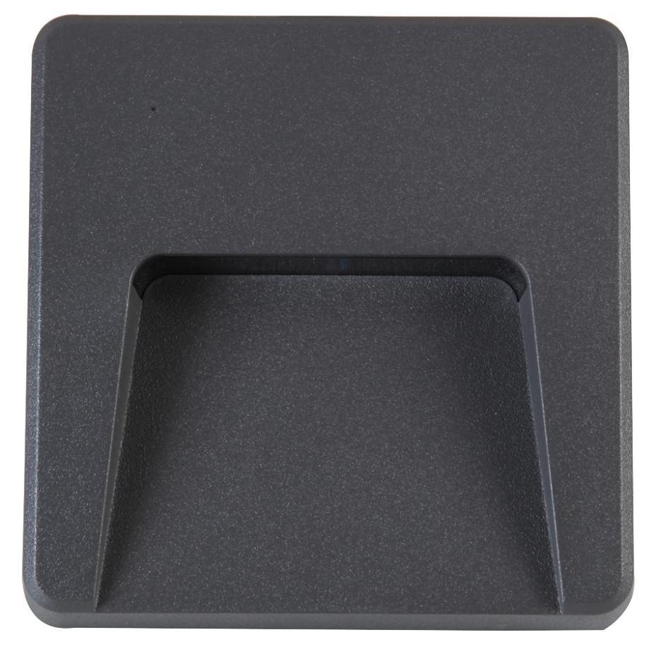 3W Square LED Wall Light, 100lm, 4000K, IP65, Dark Grey - PEL01323