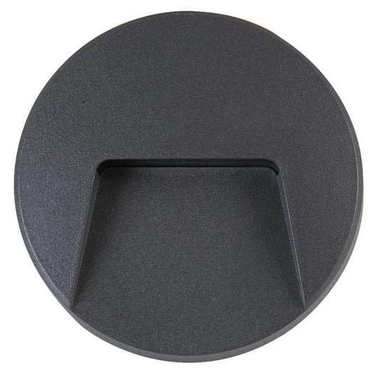 3W Circular LED Wall Light, 100lm, 4000K, IP65, Dark Grey - PEL01322