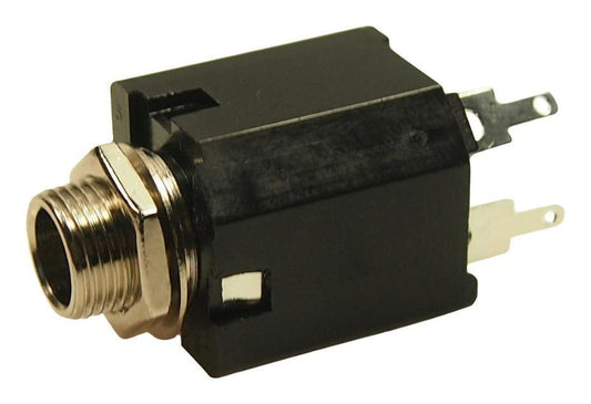 6.35mm (1/4") PCB Vertical PBN Mounting Stereo Jack Socket with Nut, 4 Contacts, 2 Switching Contact, 1 Breaking Contact - FM6701