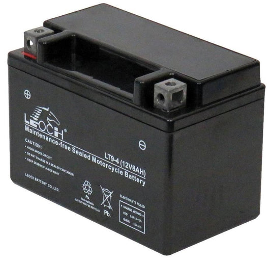 12V 8Ah High Performance Motorcycle Battery - Low Maintenance &amp; Dry Charged - LT9-4