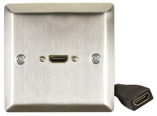 1-Gang HDMI Wallplate with Flylead, Steel - 123.390UK
