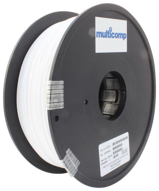 1.75mm White PETG Filament for 3D Printer, 1kg - MC011467