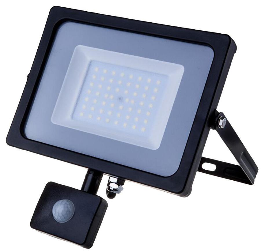 50W LED Floodlight with PIR, 4000lm, 3000K, Black, IP65 - VT-50-S 469