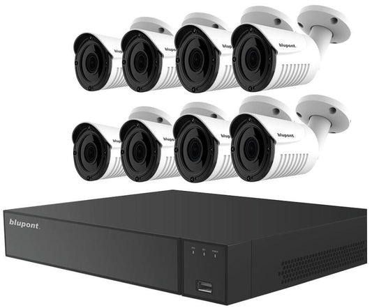 16-Channel 5MP CCTV DVR System with 8 Bullet Cameras &amp; 2TB HDD - KIT-16CH-H265-8BW-2-BP
