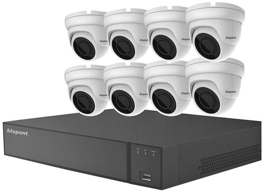 16-Channel 5MP CCTV DVR System with 8 Dome Cameras &amp; 2TB HDD - KIT-16CH-H265-8DW-2-BP
